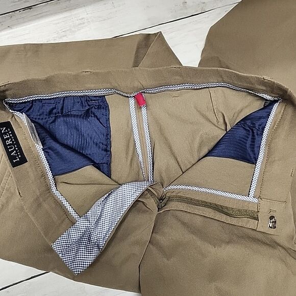 Lauren Ralph Lauren Black Label Khaki Capri Pants Flat Front Stretch Sz 20R/W30 - Picture 12 of 12